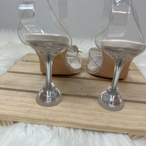 Mackin J Women's Clear Rhinestone Pointed Toe Slip On Pumps Sandals Nude 10 - Picture 8 of 10